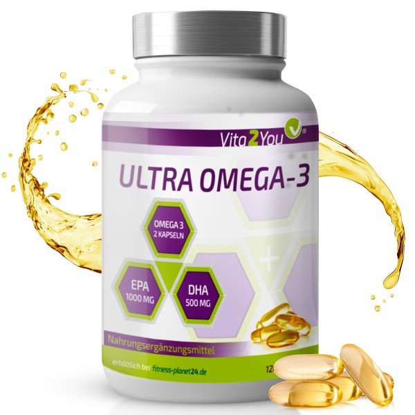 Vita2You Ultra Omega 3 Kapseln 2000mg - 1000mg EPA & 500mg DHA pro 2 Kapseln - Hochdosiert