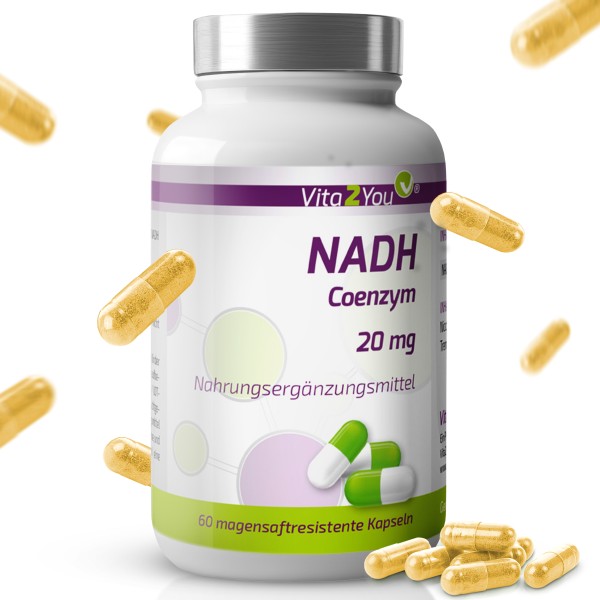 Vita2You NADH 20mg - 60 magensaftresistente Kapseln - Coenzym 1