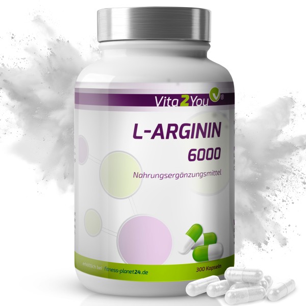 Vita2You L-Arginin 6000 - 300 Kapseln - 1000mg Arginin pro Kapsel