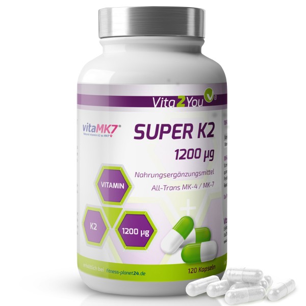 Vita2You Super K2 - 1200μg Vitamin K2 - 120 Kapseln - Premium Qualität